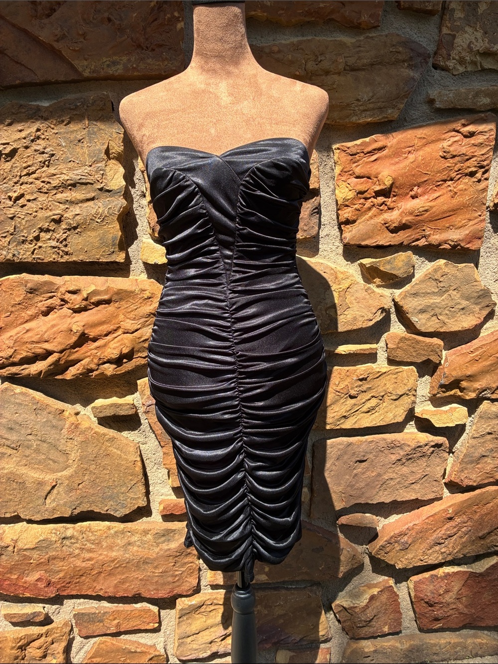 Ruby Rox Ruched Midi Dress in Black